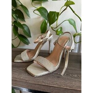 Bella Luna Gold Rhinestone High Heel Sandals – Women’s Size 6
